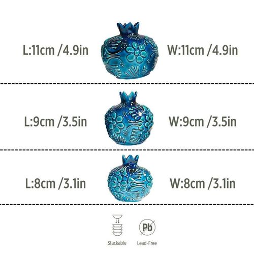 Ceramic Vase Pomegranate Trio Ocean Blue 11 / 9 / 8cm