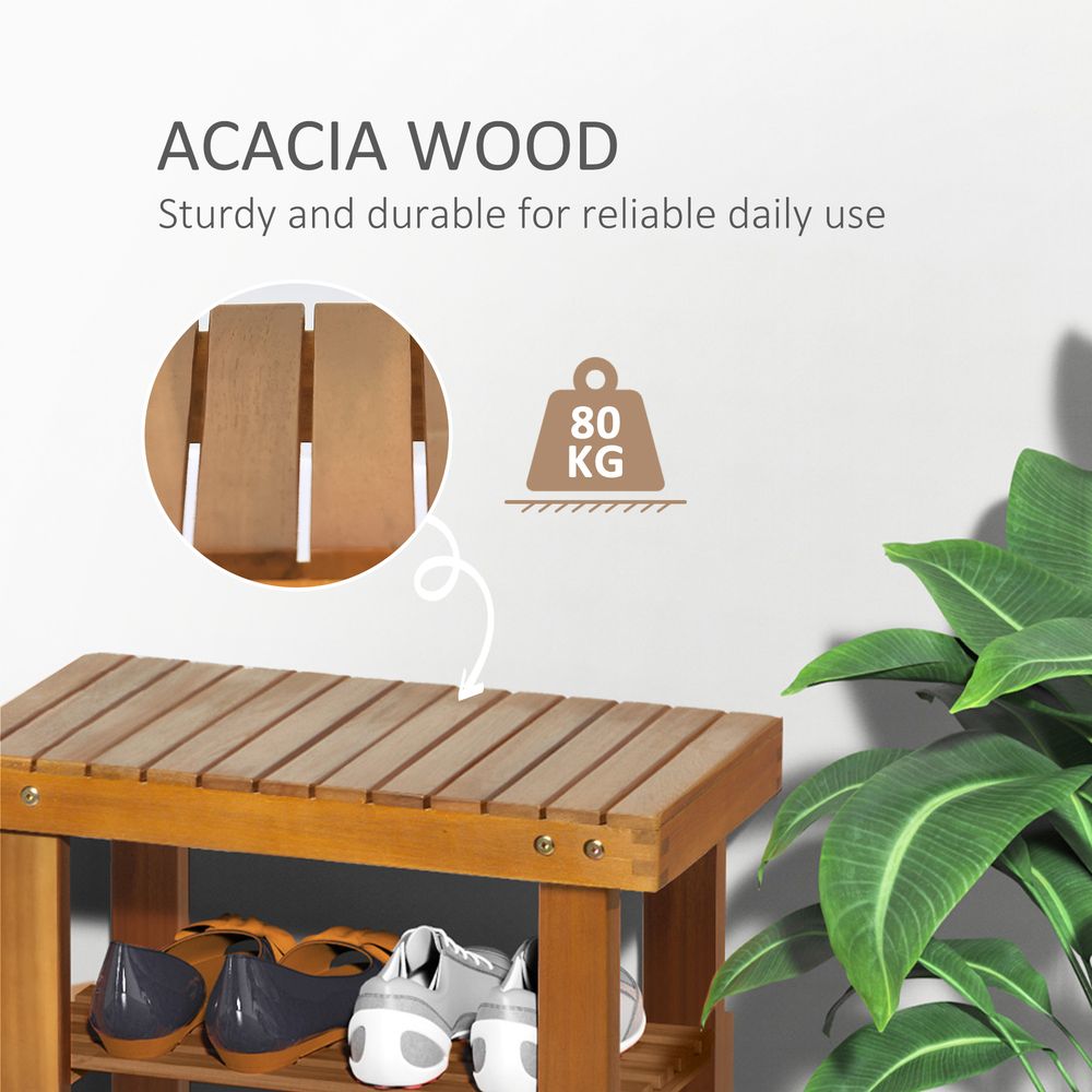 Acacia Wood Shoe Bench, 3-Tier 50x28 x 45 cm