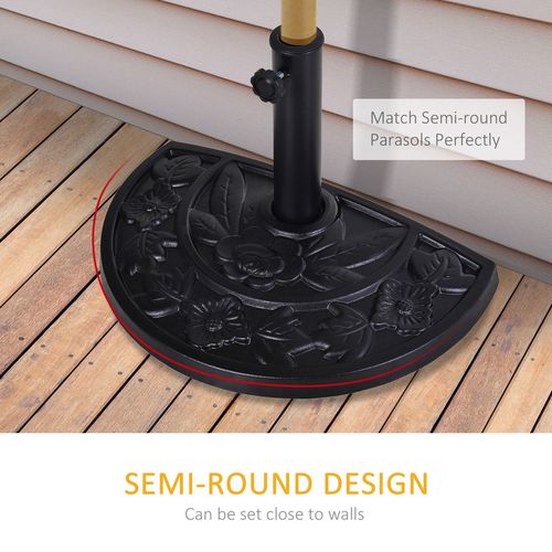 Outsunny 9kg Half Round Parasol Umbrella Base Resin Outdoor Garden Furniture