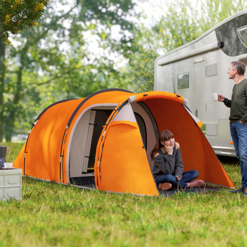Outsunny 3 Man 2-Room Tent Camping Tent With Living Area Air Vents