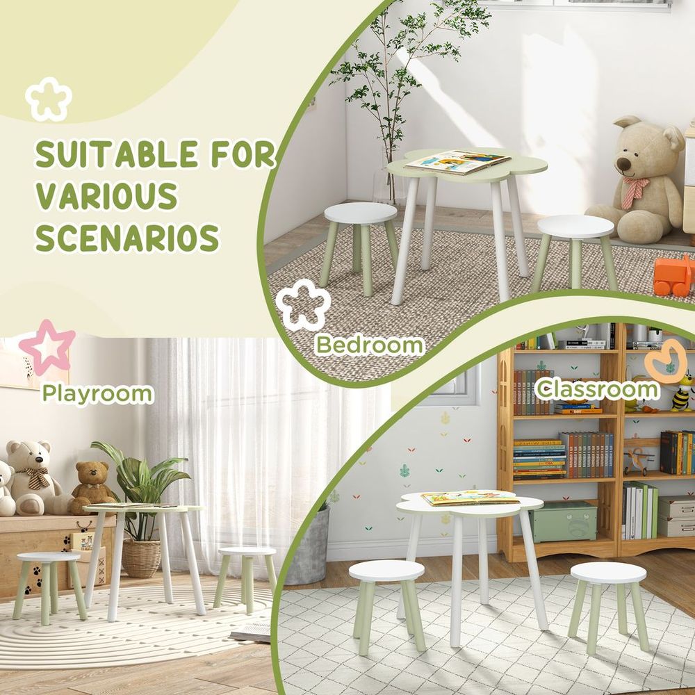 ZONEKIZ Kids Table and Chair Set, Flower Design, for Ages 2-5 Years - Yellow