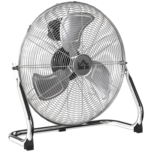 HOMCOM Electric Portable Table Fan with Powerful Airflow, Silver Tone