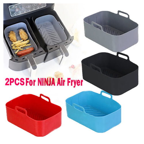 2PCS Square Silicone Pot For NINJA Air Fryer Kitchen BBQ Plate Heating Baking UK