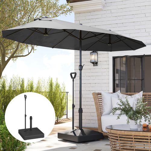 Outsunny Garden Parasol Base Parasol Stand, Sand/Water Filled, Black