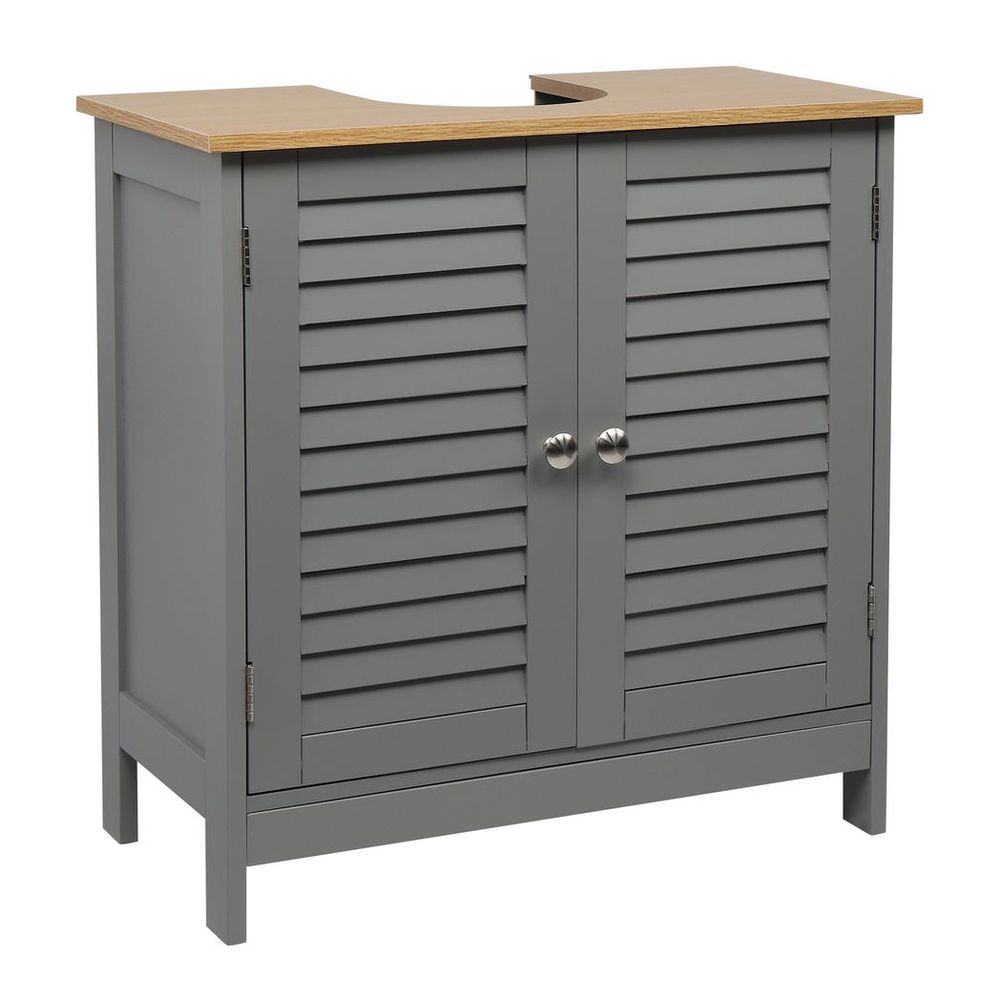 FCH Modern Double Shutter Door MDF Spray Paint Bathroom Sink Cabinet Gray