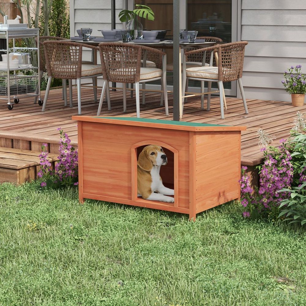 PawHut Wooden Dog Kennel with Removable Floor, Openable Roof