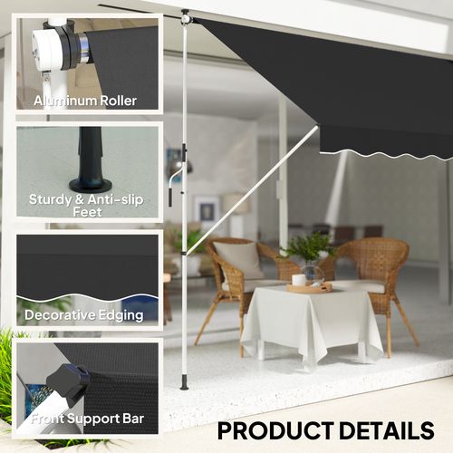Outsunny 3 x 1.5 m Retractable patio Awning Floor-to-ceiling shade, Black