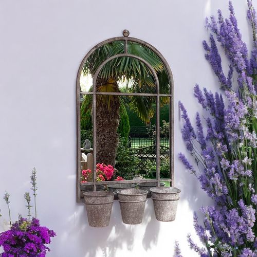 80CM WALL MIRROR WITH TRIPLE PLANTER