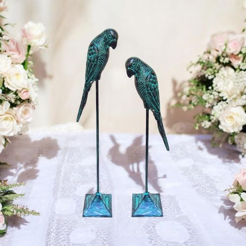 86/73CM SET 2 CAST IRON PARROTS