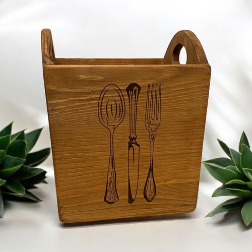 18CM WOODEN CUTLERY BOX 4 COMPARTMENTS