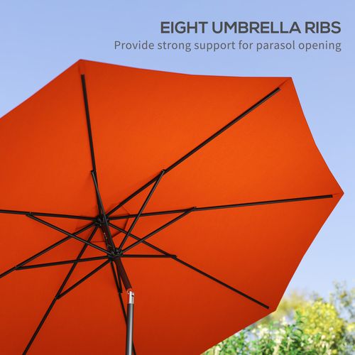 Outsunny 3(m) Garden Umbrella Outdoor Sunshade Canopy w/ Tilt & Crank Orange