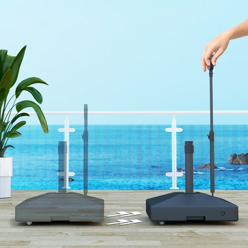 Outsunny Garden Parasol Base Parasol Stand, Sand/Water Filled, Black