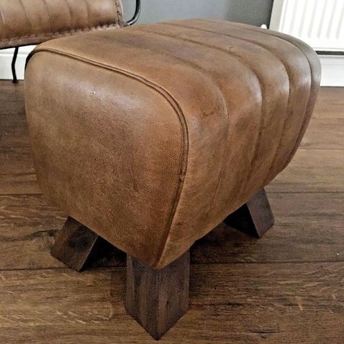 38CM LEATHER FOOTSTOOL
