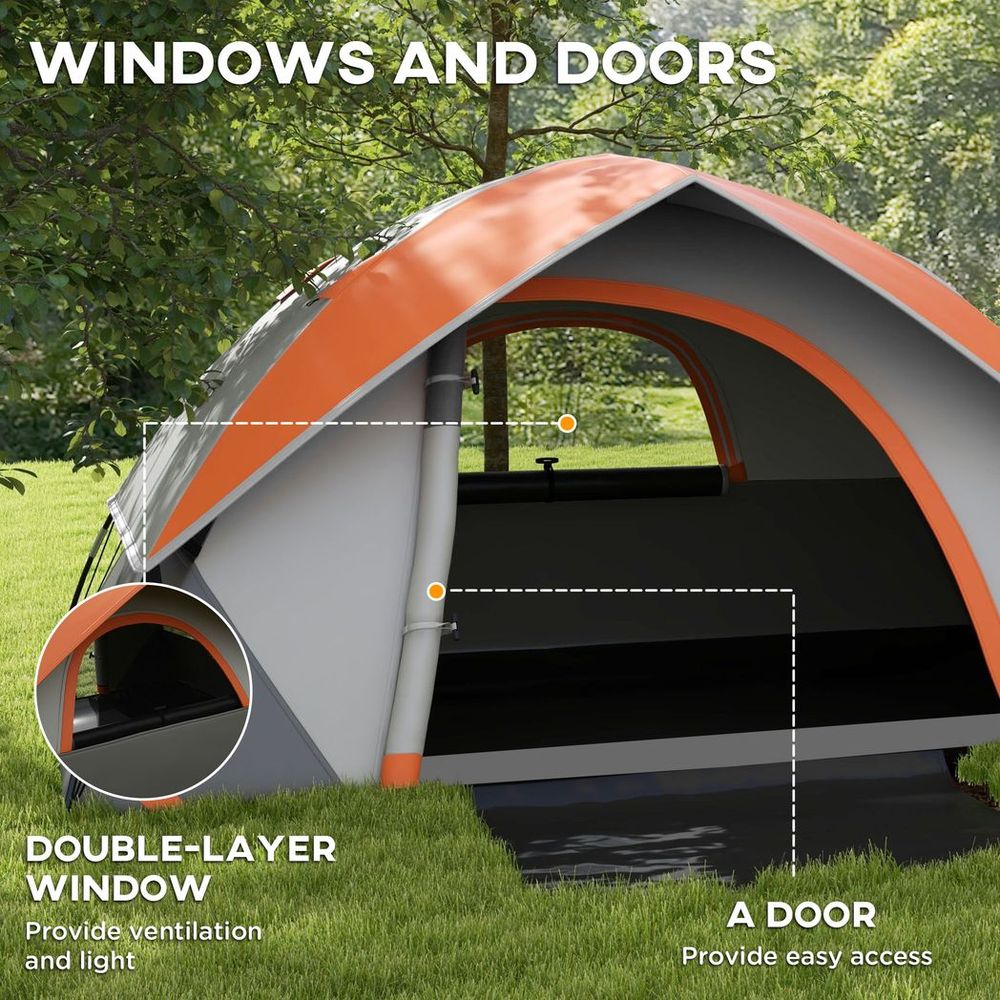 Outsunny Camping Tent, 2 Man Dome Tent, 3000mm Waterproof, with Sewn-in Groundsheet, Carry Bag and Top Hook, for Fishing Hiking Festival