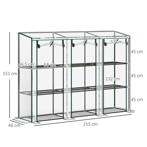 Outsunny 3 Tier Lean-to Mini Greenhouse with Plastic Cover, Clear