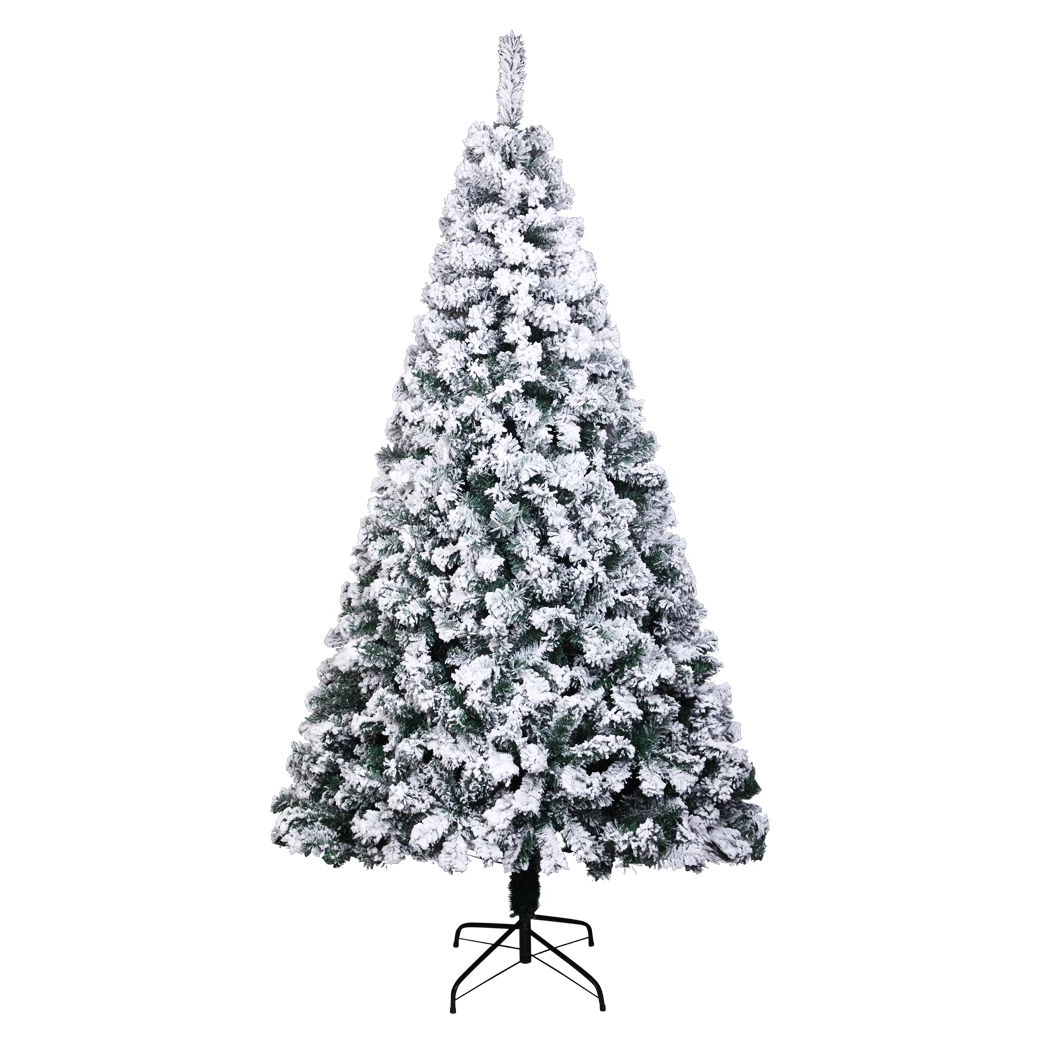 7ft Pvc Flocking Christmas Tree 1300 Branches Spread Out Naturally Tree