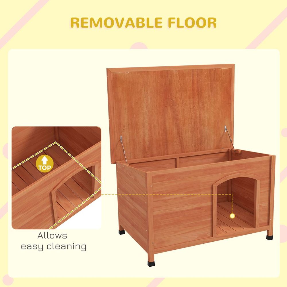 PawHut Wooden Dog Kennel with Removable Floor, Openable Roof