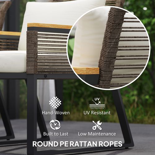 Outsunny 4 Seater Round Wicker Rope Garden Furniture Set with Cushions Grey