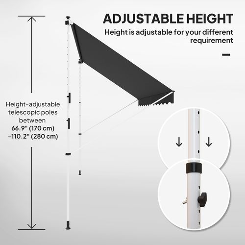 Outsunny 3 x 1.5 m Retractable patio Awning Floor-to-ceiling shade, Black