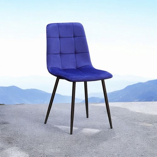 BLUE FABRIC CHAIR BLACK METAL LEGS