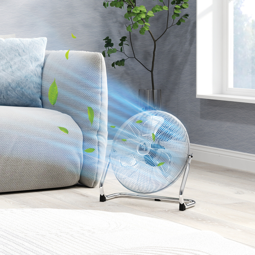 HOMCOM Metal Floor Fan with 3 Speeds & Adjustable Tilt, Silver Tone
