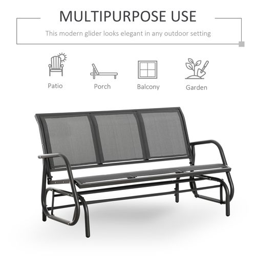 Outsunny 3-Seat Glider Rocking Chair for 3 People Garden Bench Grey