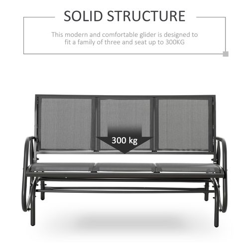 Outsunny 3-Seat Glider Rocking Chair for 3 People Garden Bench Grey
