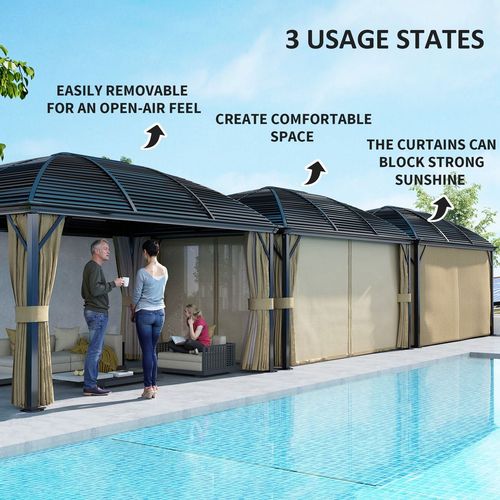 Outsunny 3 x 4m Hardtop Gazebo Aluminium Garden Pavilion Brown