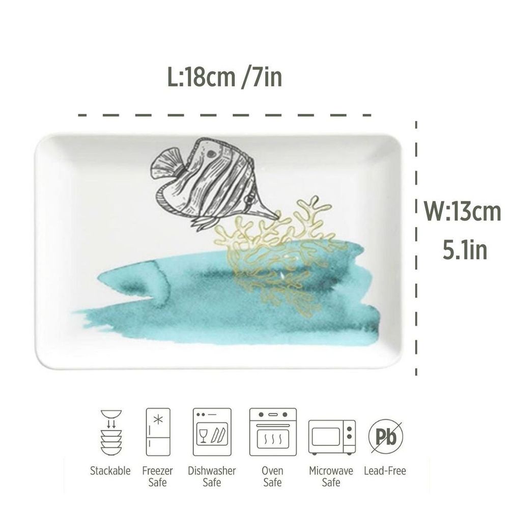 Porcelain Side Plate Nature Marine Fish 18cm