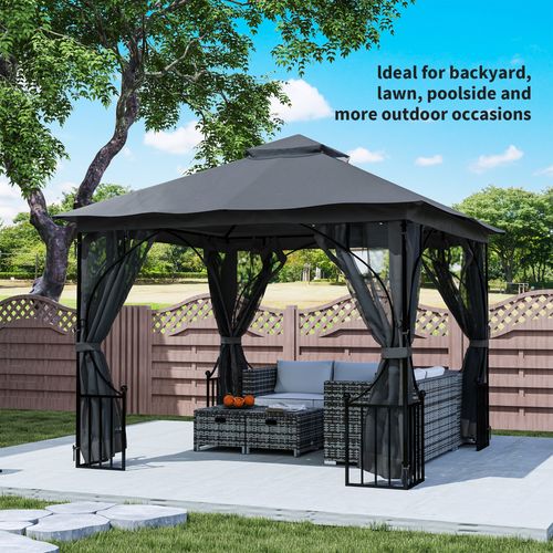 Outsunny Gazebo Party Tent Canopy Sun Shade for Patio Garden 3x3(m)