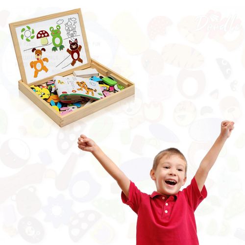 Doodle Children's Wooden Multifunctional Puzzle Magnetic Board With Eraser