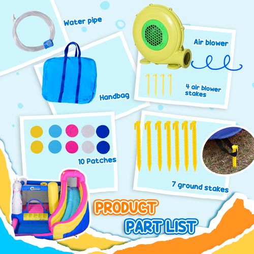 Outsunny 5 in 1 Bouncy Castle for Children with Blower, for Ages 3-8 Years