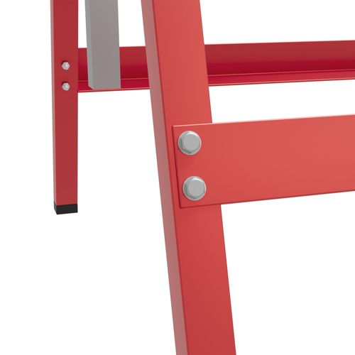 HOMCOM Set Of 2 Steel Saw Horses Telescopic Builders Work Bench Folding Red