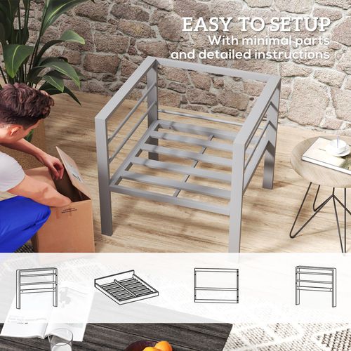 Outsunny Patio Furniture Aluminium Armchair with Cushions, Charcoal Grey