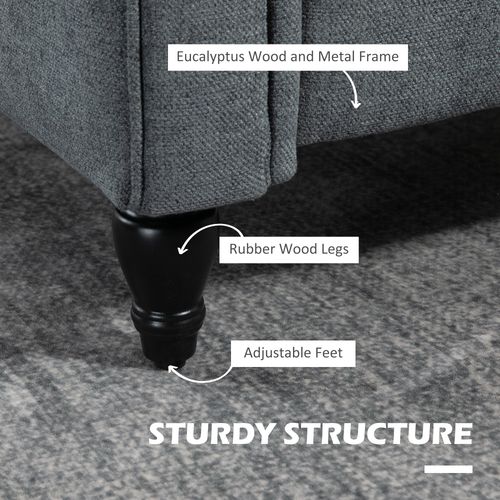 HOMCOM Vintage Armchair Fabric Accent Chair with Gourd-Shaped Rubber Wood Legs