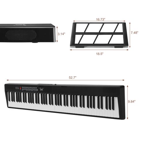 Glarry GPP-106 88 Key Folding Piano Semi-Weighted Standard Keyboards Digital Piano with MIDI Bluetooth, Handbag,Headphone,for Piano Lover Black color