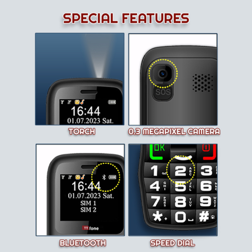 TTfone TT220 Big Button Mobile with Dock Charger, Giffgaff SIM