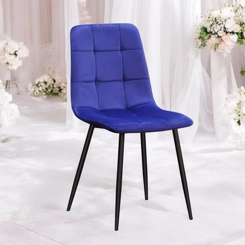 BLUE FABRIC CHAIR BLACK METAL LEGS