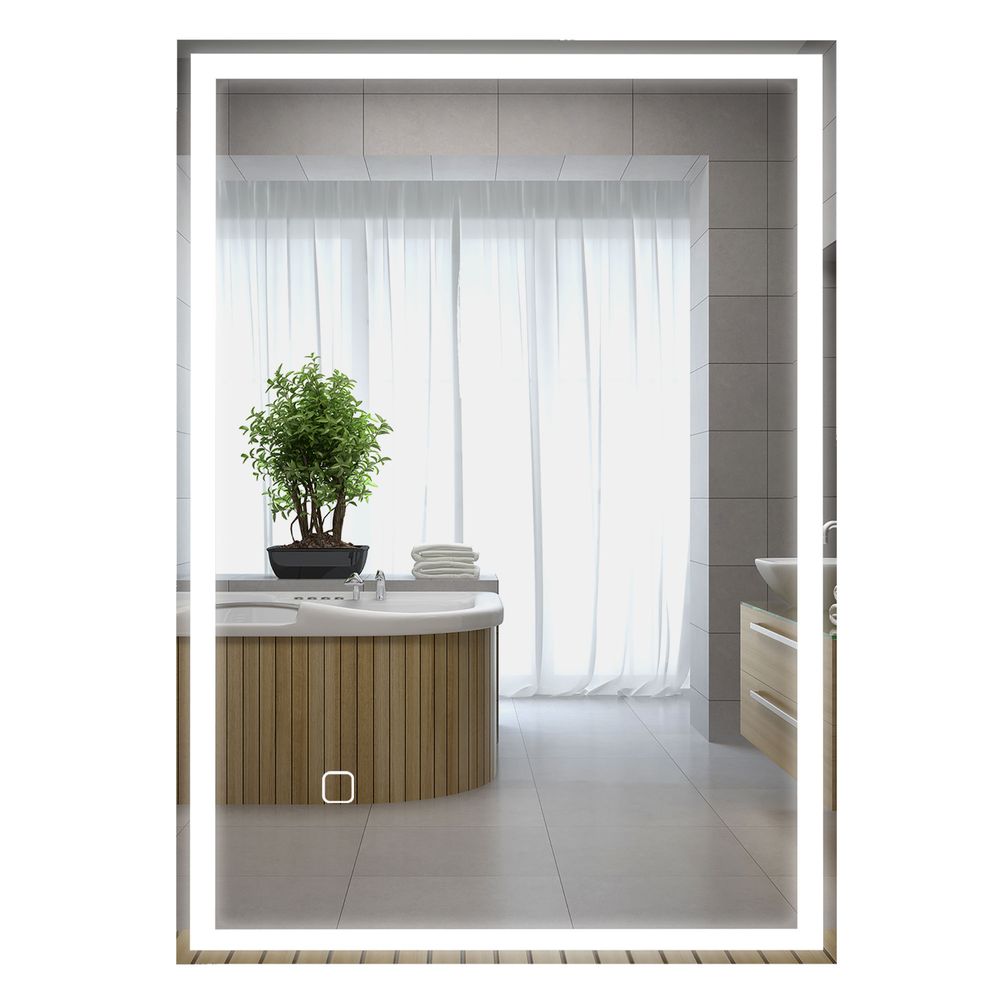 kleankin Illuminated Bathroom Mirror with LED Lights, 3 Colours, Defogging Film