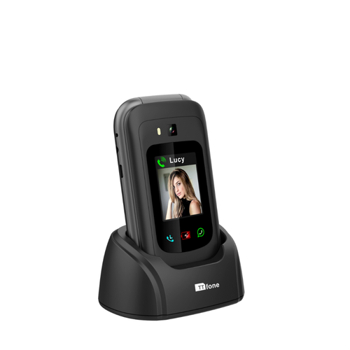 Bundle offer for TTfone TT970 4G WhatsApp Flip Big Button Senior Mobile with Nylon Holster Case (TTCB9) and Car Charger (TTCC), EE Pay As You Go