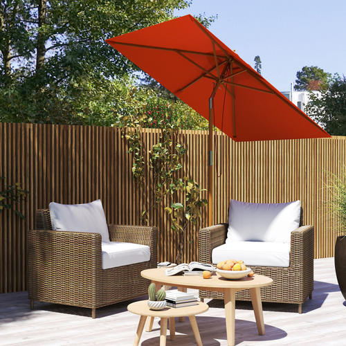 Outsunny Wooden Patio Umbrella Market Parasol Outdoor Sunshade
