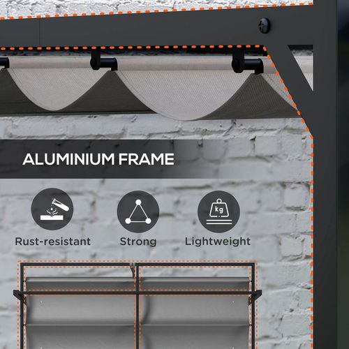 Outsunny 3 x 4m Pergola with Retractable Roof and Aluminium Frame, Grey