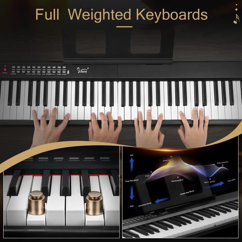 Glarry GPP-106 88 Key Folding Piano Semi-Weighted Standard Keyboards Digital Piano with MIDI Bluetooth, Handbag,Headphone,for Piano Lover Black color