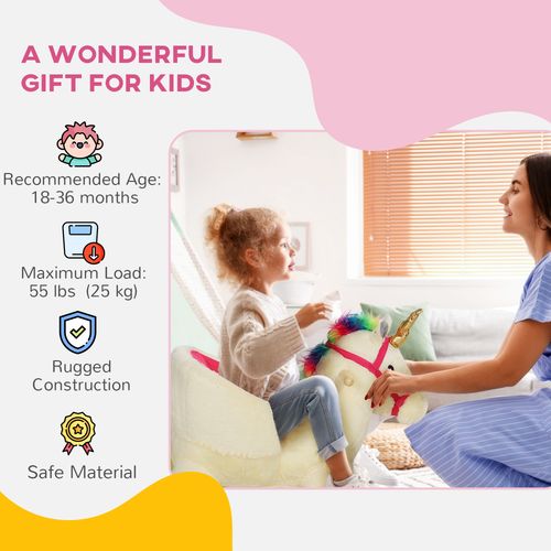 AIYAPLAY Rocking Horse Ride on Unicorn with Realistic Sound for 18-36 Months