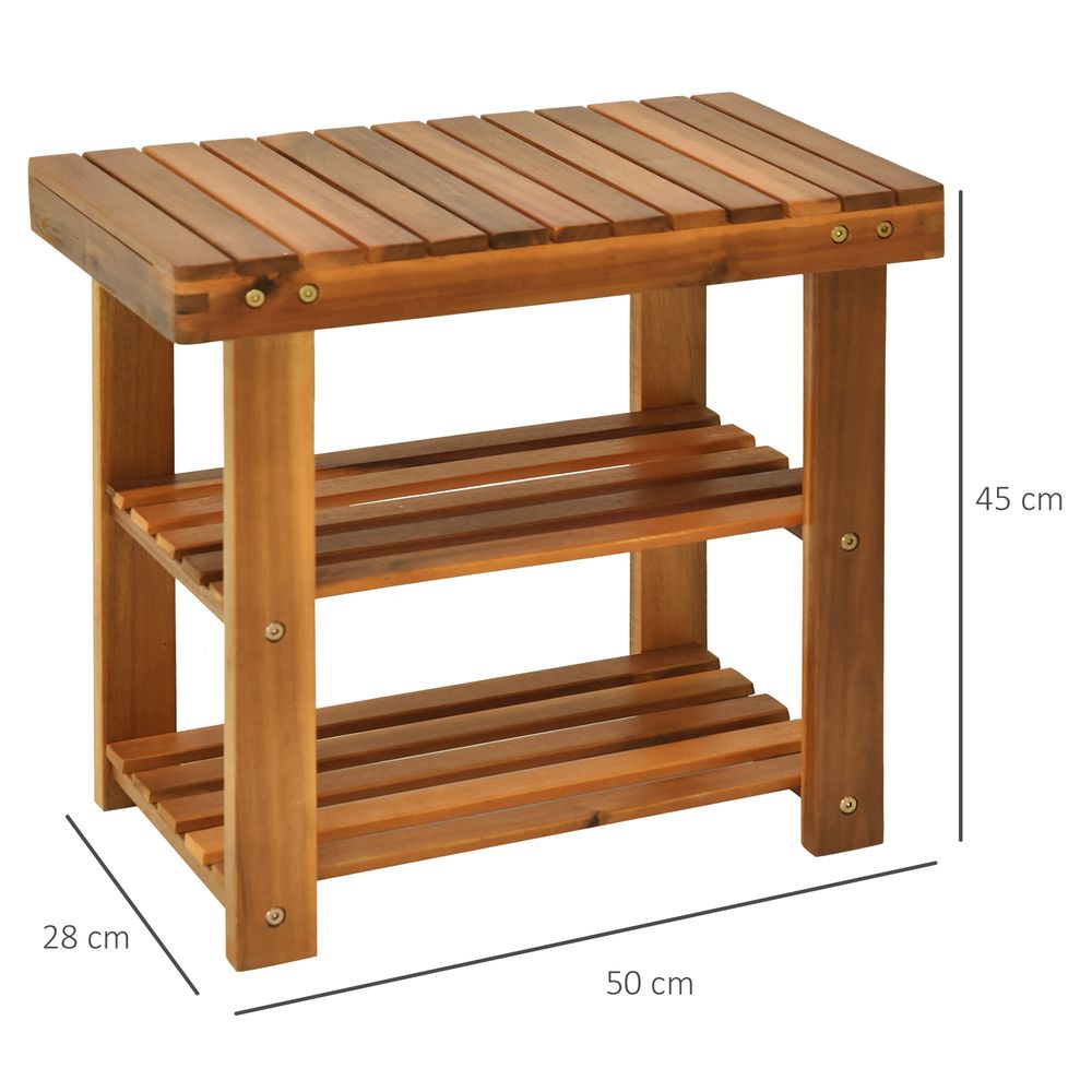 Acacia Wood Shoe Bench, 3-Tier 50x28 x 45 cm