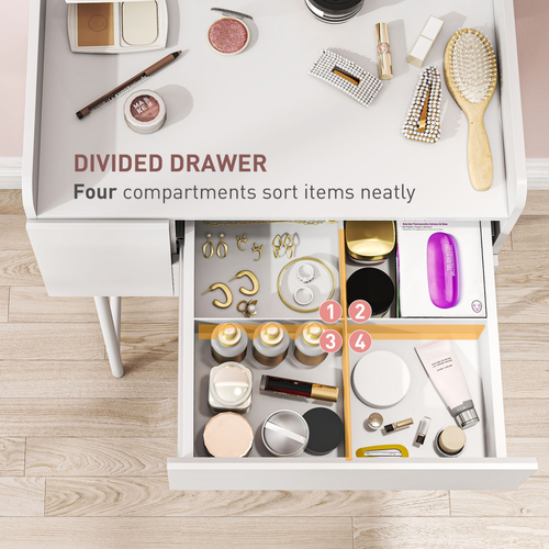 HOMCOM Makeup Vanity Table with Mirror Drawers Modern Dressing Table White