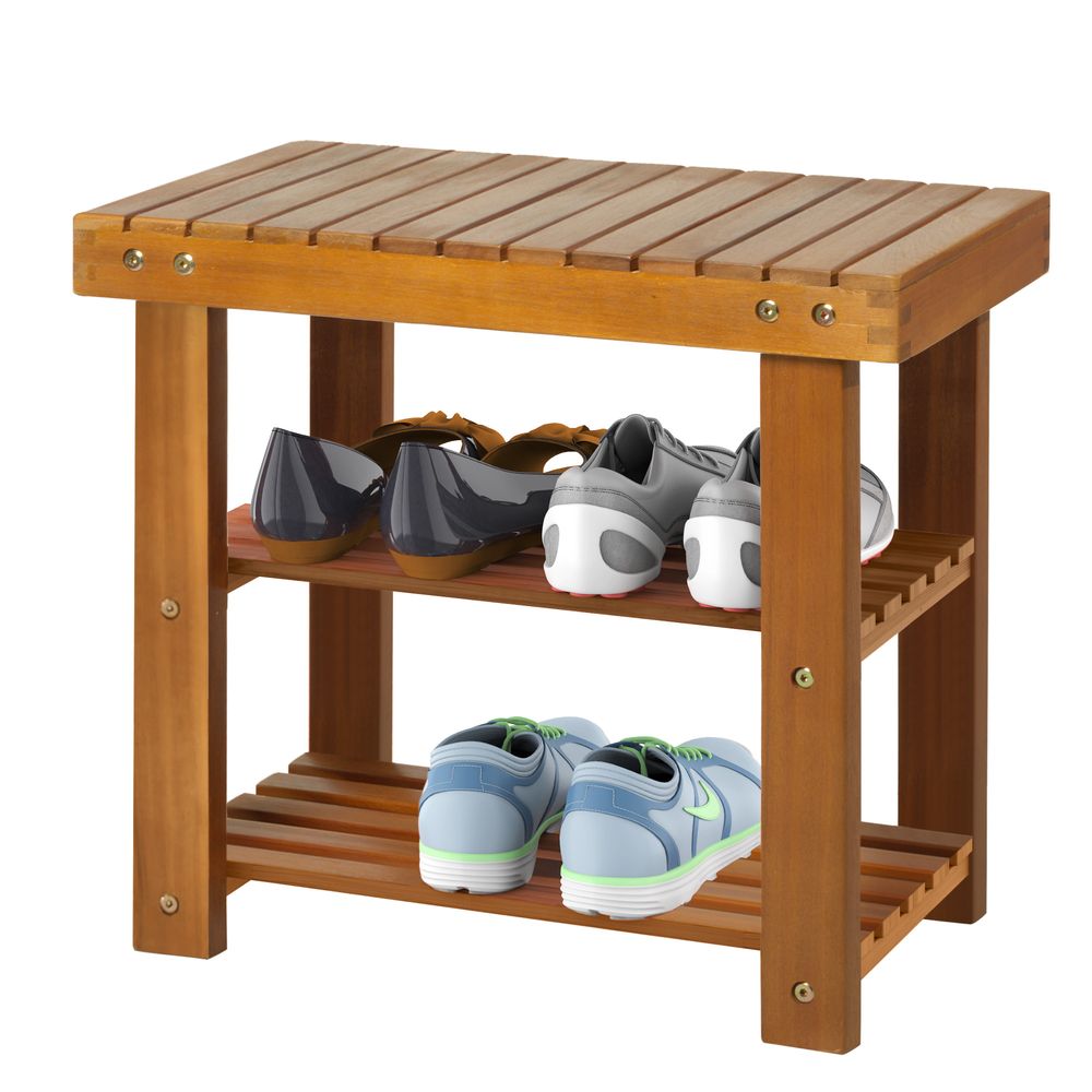 Acacia Wood Shoe Bench, 3-Tier 50x28 x 45 cm