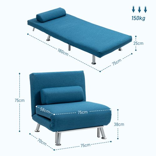 HOMCOM Single Folding 5 Position Convertible Sleeper Chair Sofa Bed