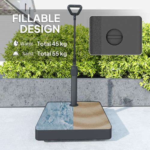 Outsunny Garden Parasol Base Parasol Stand, Sand/Water Filled, Black