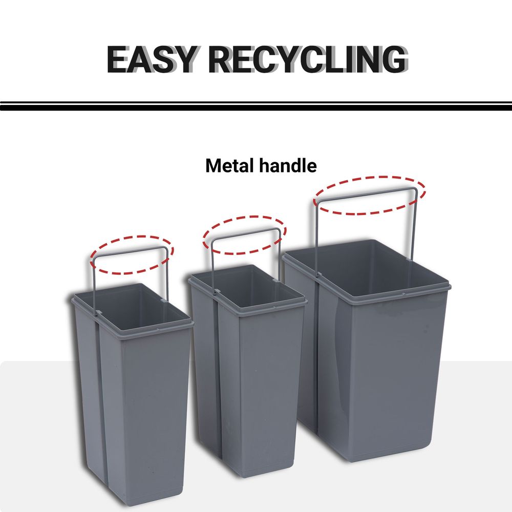 Recycle Waste Bin Pull Out Dustbin Recycling Cabinet 40L-Grey
